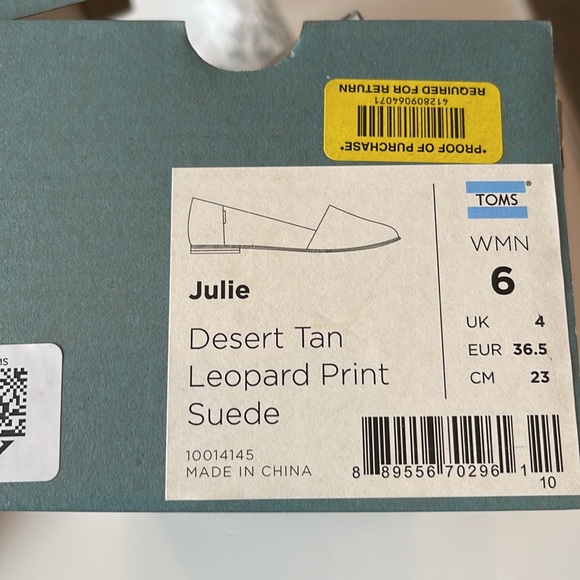 Toms Julie Desert Tan Leopard Print Suede Flats - Picture 6 of 6